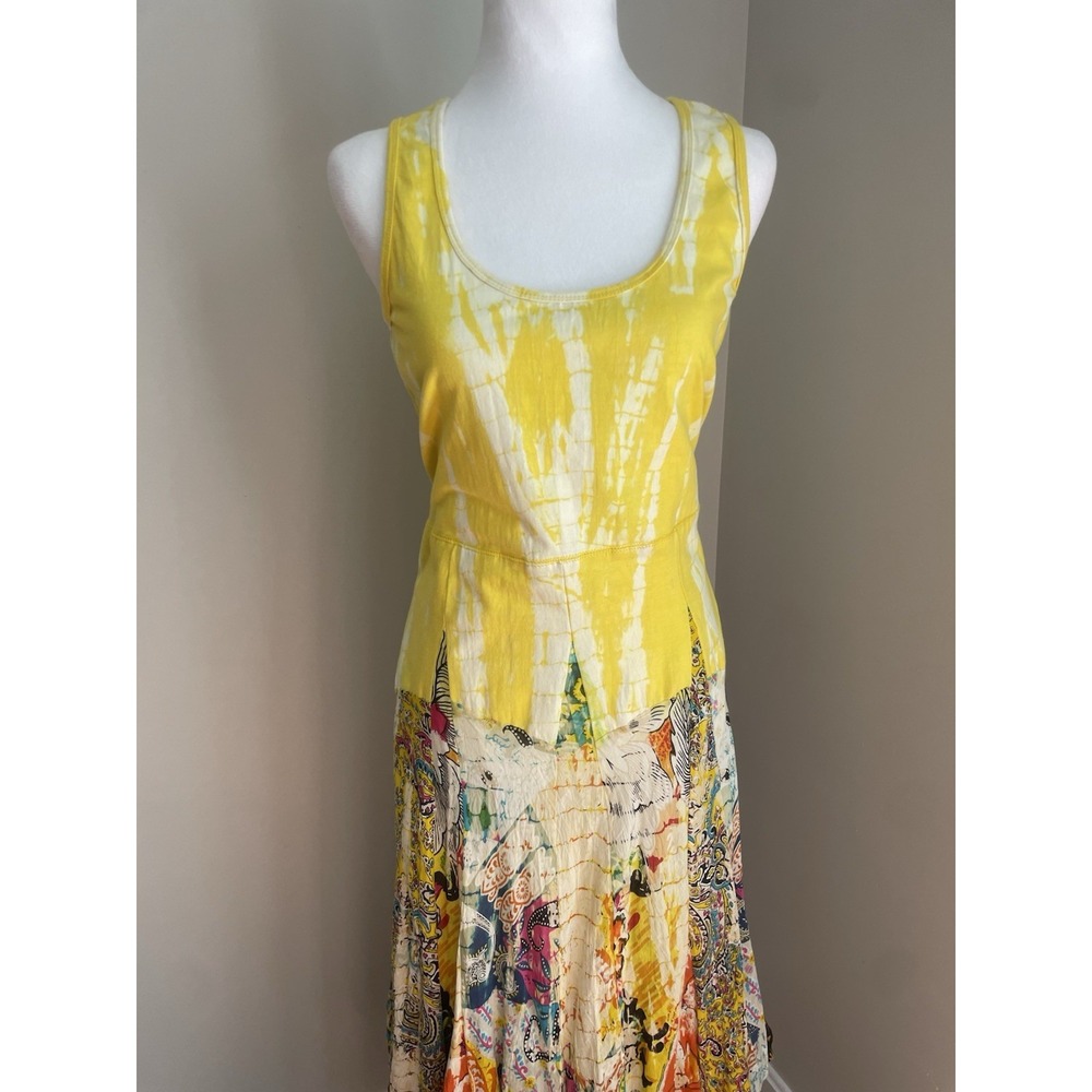 Solitaire Dress L Bohemian Tank Maxi‎ Patchwork Colorful Bustle Festival Tiered - Picture 2 of 16